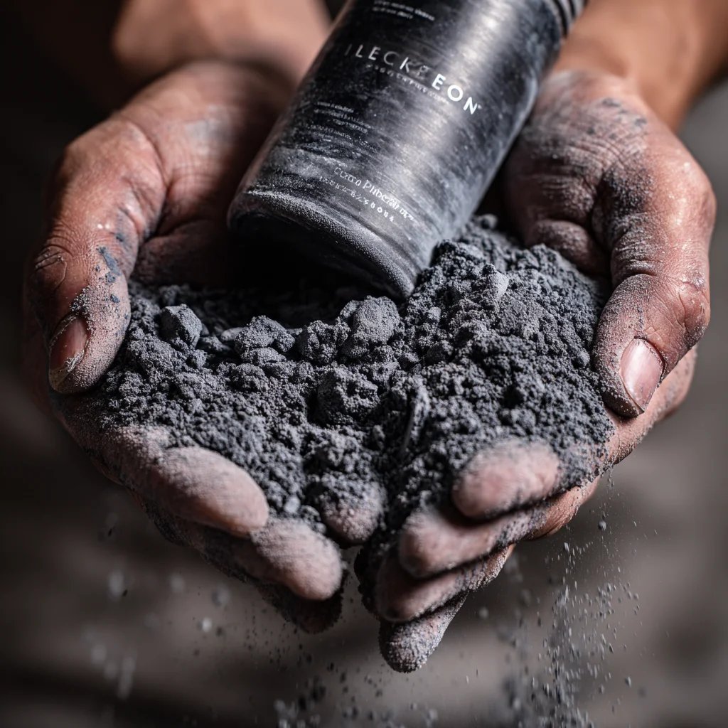 Hands holding cement powder
