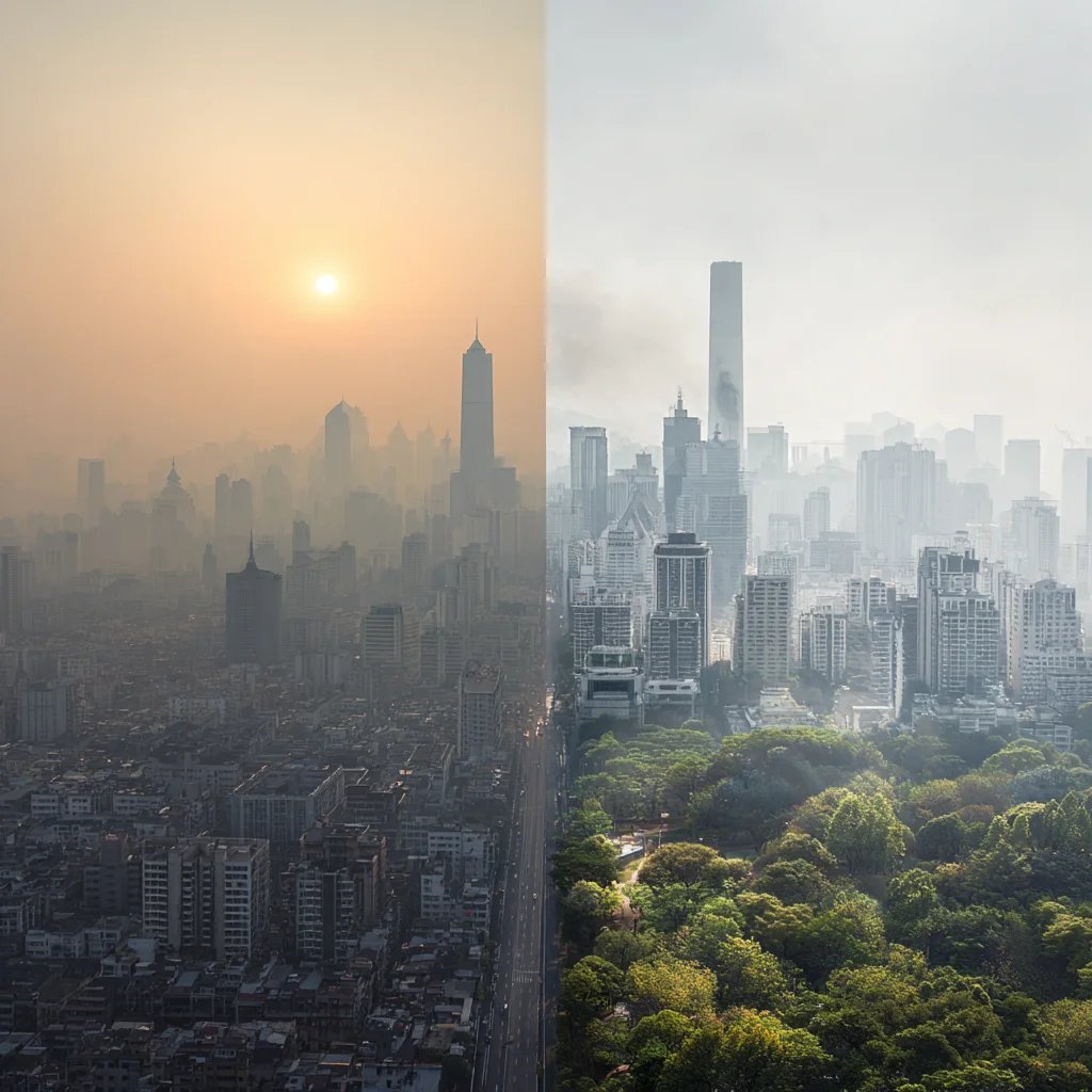 Cityscape and nature collage
